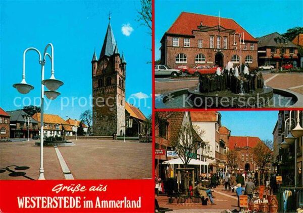 Westerstede Kirche Rathaus Brunnen Fussgängerzone
