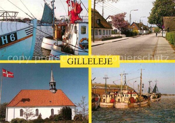 Gilleleje Hafen Dorfstrasse Kirche Fischkutter