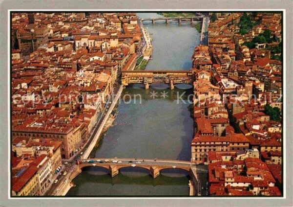 Firenze Florenz Veduta aerea dell Arno e i ponti