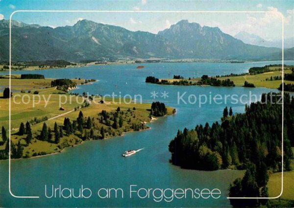 Fuessen Allgaeu Forggensee Blick gegen Tegelberg und Sä