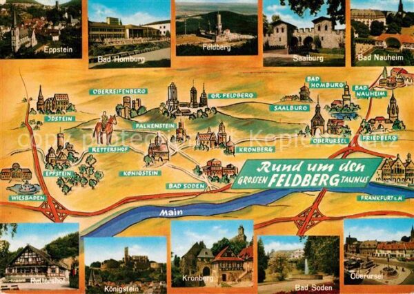 Feldberg Taunus und Umgebung Landkarte mit Sehenswürdig