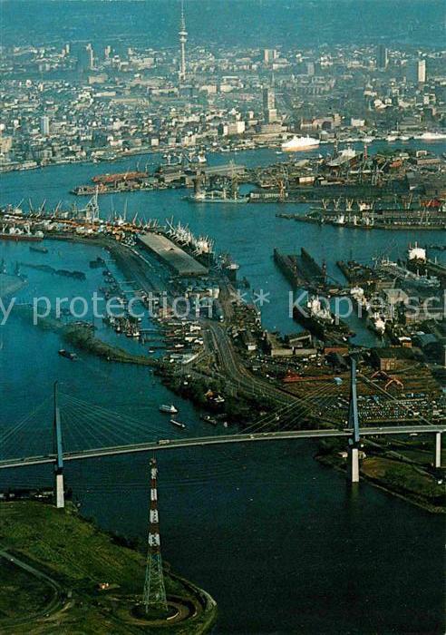 Hamburg Köhlbrandbrücke Hafen Fliegeraufnahme