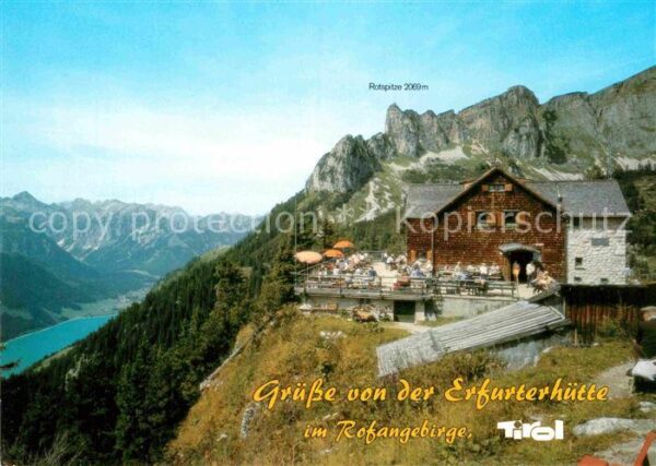 Erfurterhuette Berghaus mit Rotspitze Panorama Rofange
