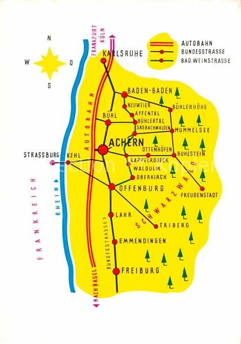Achern Baden und Umgebung Landkarte Hotel Sonne Eint
