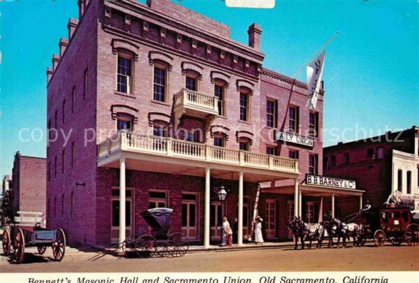 Old Sacramento California Bennetts Masonic Hall and Sacramento Un