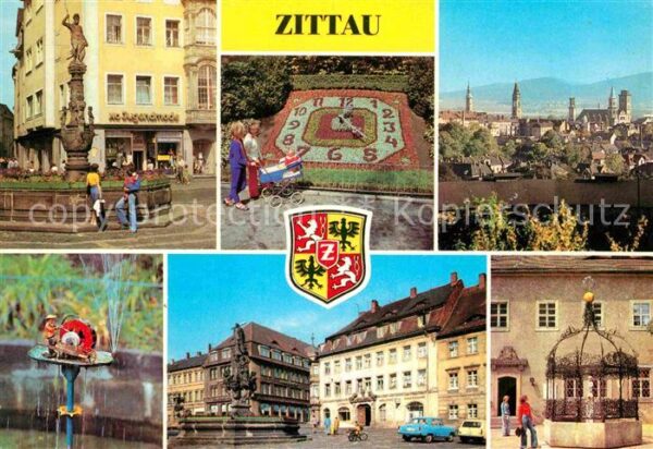 Zittau Rolandbrunnen Blumenuhr Teilansicht Sch