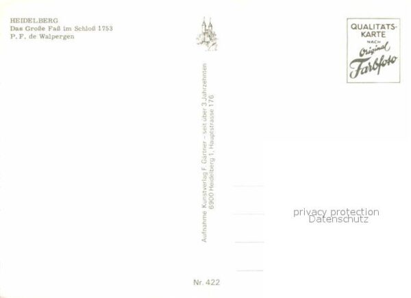 Heidelberg Neckar Grosses Fass im Schloss 1753 P.F. de Wa – Bild 2