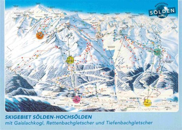 Soelden Oetztal Übersichtskarte Skigebiet Ötztaler Alpe