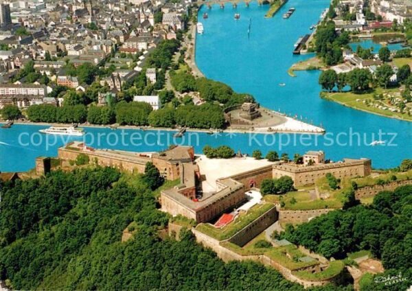 Koblenz Rhein Deutsches Eck und Festung Ehrenbreitste