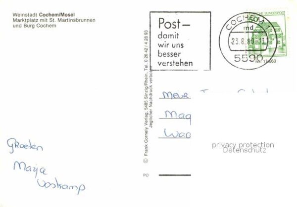 Cochem Mosel Marktplatz mit St Martinsbrunnen und Bu – Bild 2