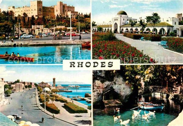 Rhodes Rhodos Greece Schloss Promenade Schwanenteich
