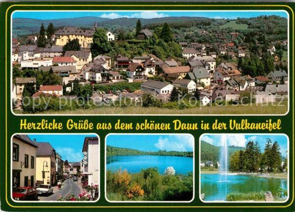 Daun Eifel Panorama Strassenpartie See Fontäne