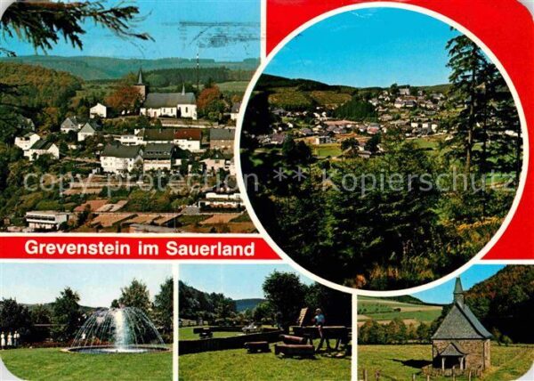 Grevenstein Teilansichten Panorama Springbrunnen Ka