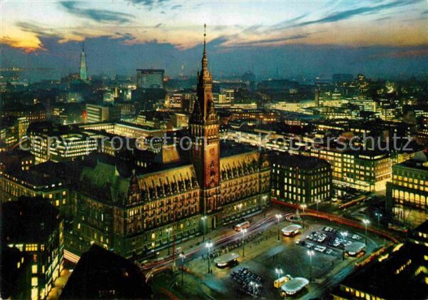 Hamburg Rathaus bei Nacht