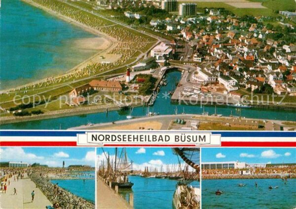 Buesum Nordseebad Fliegeraufnahme Promenade Fischkutter S