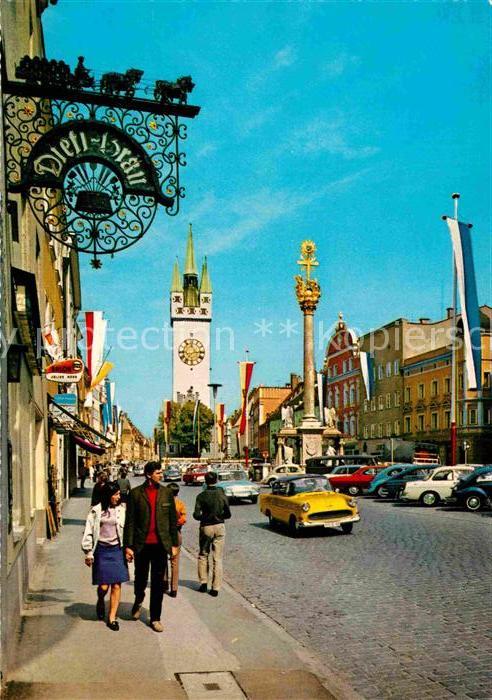 Straubing Theresienplatz mit Dreifaltigkeitssäule