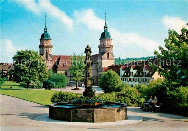Freudenstadt Ev Stadtkirche mit Marktbrunnen