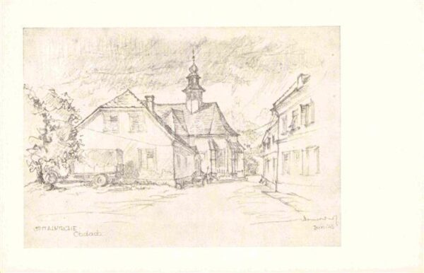 Obdach Spitalkirche nach Bleistiftzeichnung vo