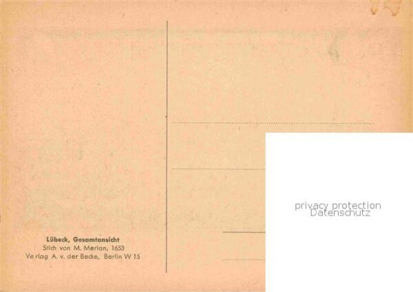 Luebeck Gesamtansicht Stich von M Merian 1653 K – Bild 2