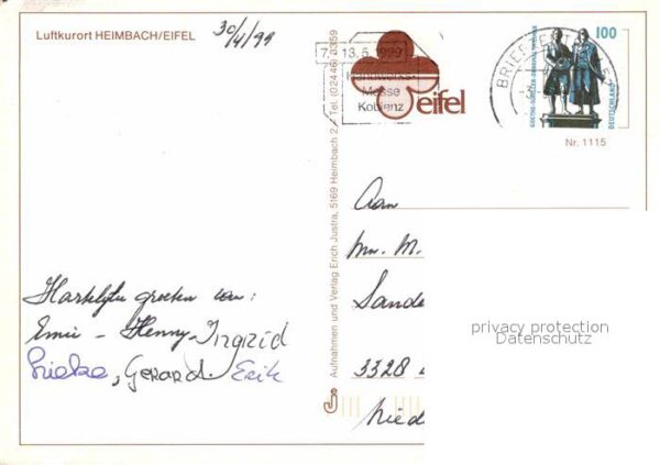 Heimbach Eifel Ortsmotiv mit Kirche Fachwerkhäuser Luf – Bild 2