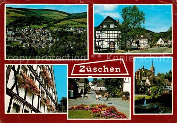 Zueschen Sauerland Panorama Ortsmotive Kirche Fachwerkhäus
