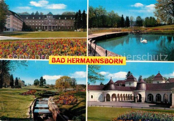 Bad Hermannsborn Historisches Kurhaus Brunnenanlage Schw