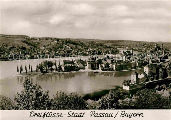 Passau Panorama Dreiflüssestadt Zusammenfluss