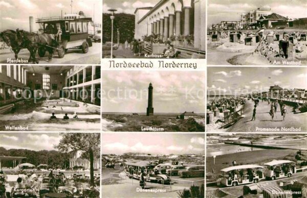 Norderney Nordseebad Pferdebus Wellenbad Kurgarten Leuchttur