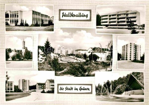Waldkraiburg Schule Hochhaus Brunnen Platz