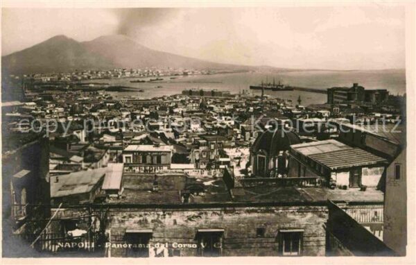 Napoli Neapel Panorama Blick zum Vulkan Vesuv