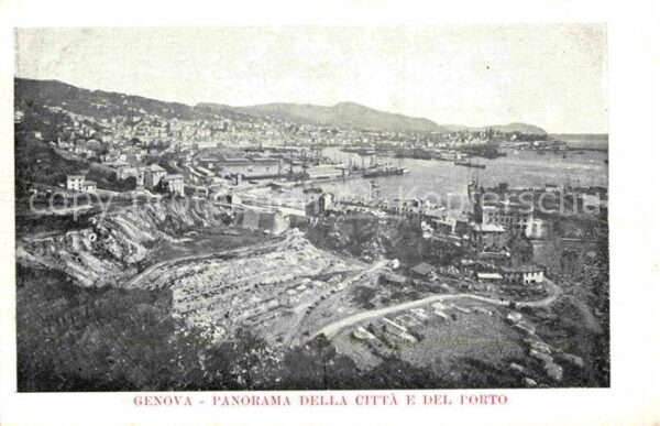Genova Genua Liguria Panorama della citta e del porto