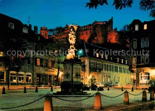 Heidelberg Neckar Kornmarkt Mariensäule Nachtaufnahme