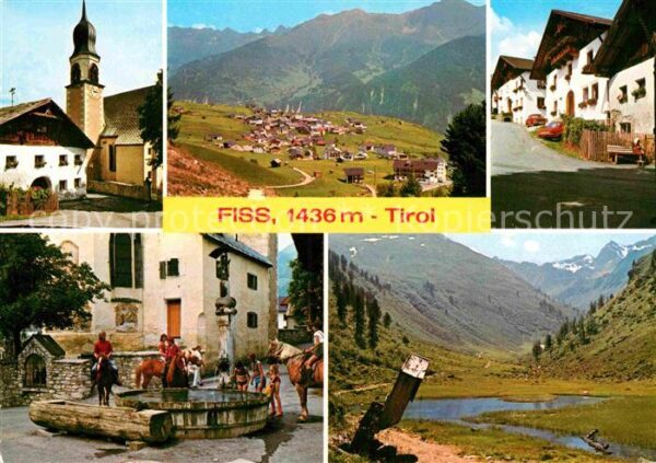 Fiss Tirol Ortspartie bei der Kirche Brunnen Hafli