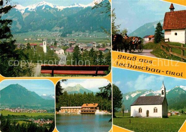 Lechaschau Gesamtansicht mit Alpenpanorama Pferded