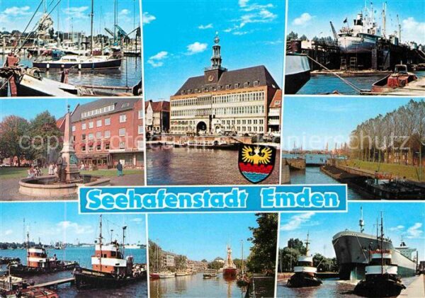 Emden Ostfriesland Teilansichten Seehafenstadt Hafen Schif