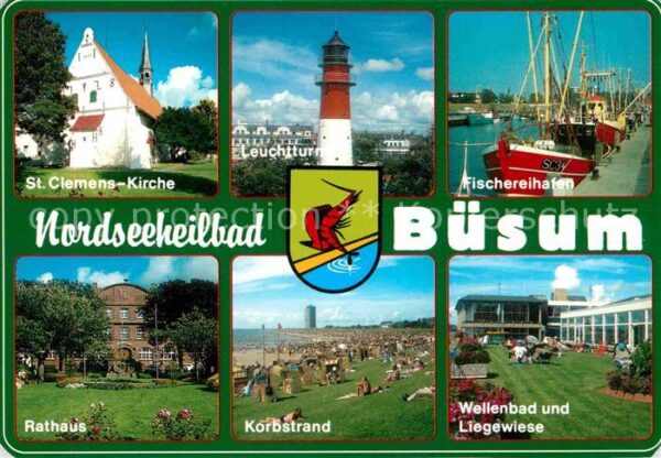 Buesum Nordseebad St Clemens Kirche Leuchtturm Fischereih