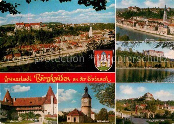 Burghausen Salzach Stadtpanorama Wöhrsee Uhrturm Beorgstor