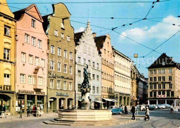 Augsburg Merkurbrunnen Giebelhäuser