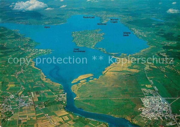 Konstanz Bodensee Blick auf Insel Reichenau und Radolfzel