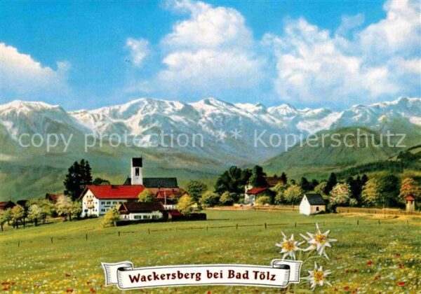 Wackersberg Bad Toelz Ortsansicht mit Kirche Benediktenwandgr