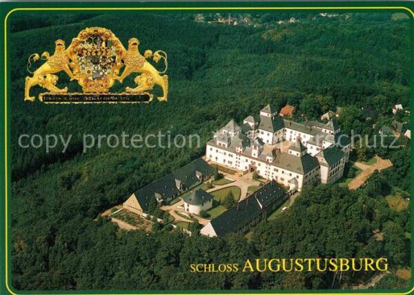 Augustusburg Schloss Fliegeraufnahme Wappen