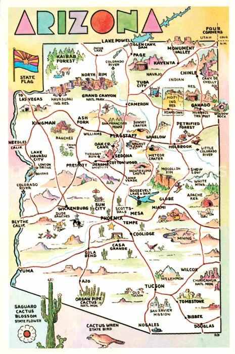 Phoenix Arizona Grand Canyon State Arizona Map Landkart