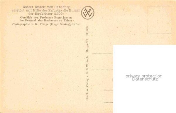 Kuenstlerkarte Peter Jansen Kaiser Rudolf von Habsburg – Bild 2