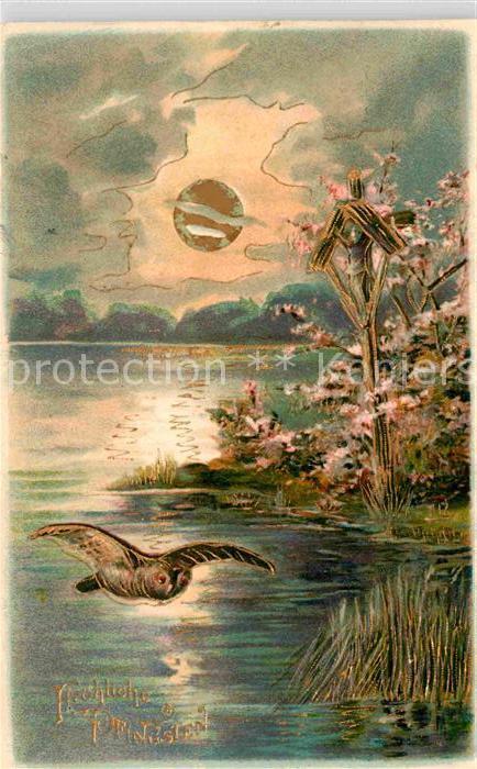 Pfingsten Pentecost Pentecote Wegkreuz See Litho
