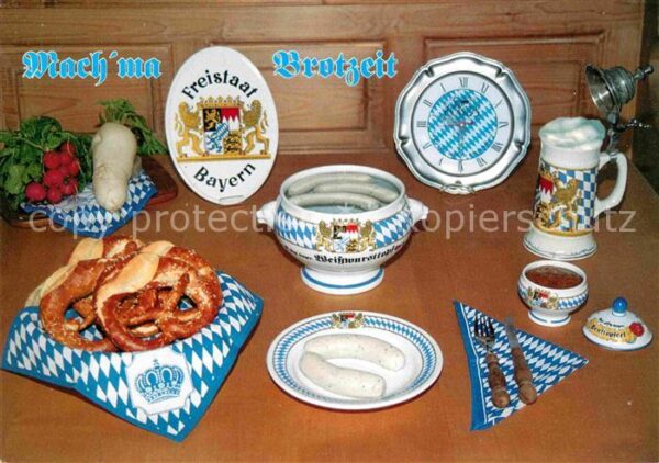 Bier Brotzeit Bayern Brezel Weisswurst