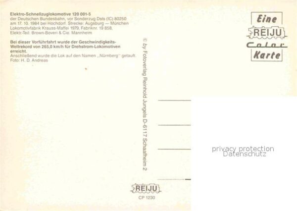 Lokomotive Elektro-Schnellzuglokomotive 120001-5 D – Bild 2