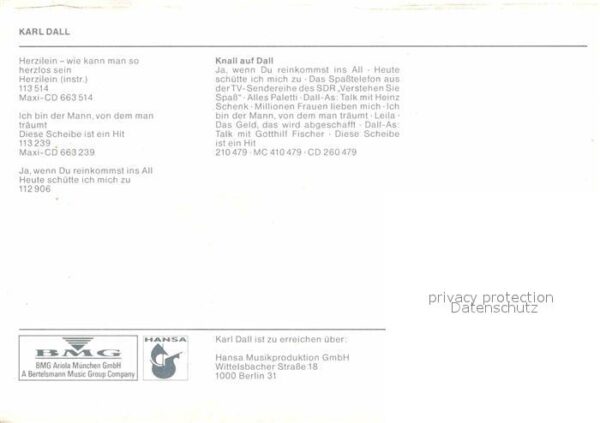 Saenger Band Karl Dall Autogramm – Bild 2