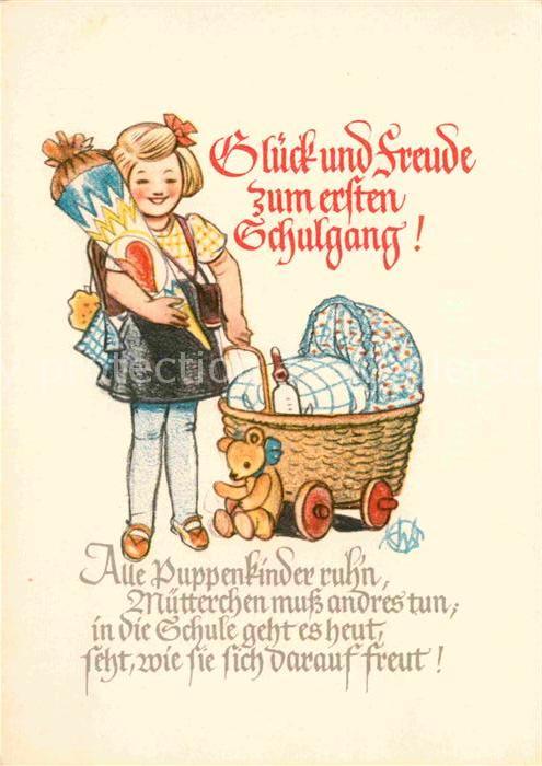 Schule School Ecole Escuela Scuola-- Einschulung Kind Schultüte Kinderwagen