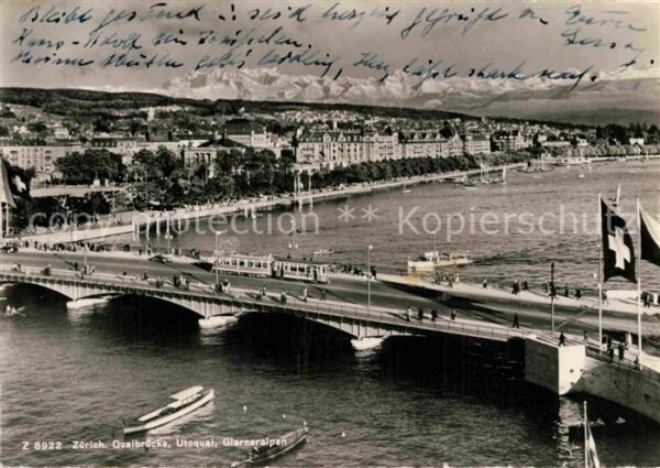 Strassenbahn Zürich Quaibrücke Utoquai Glarneralpen