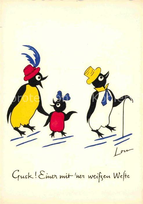 Vermenschlicht Pinguine Künstlerkarte Lou